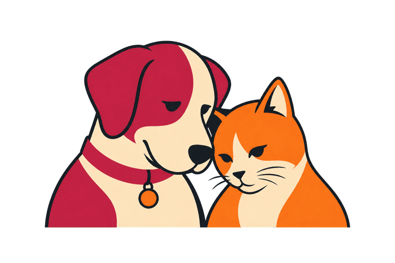 Illustrated dog and cat