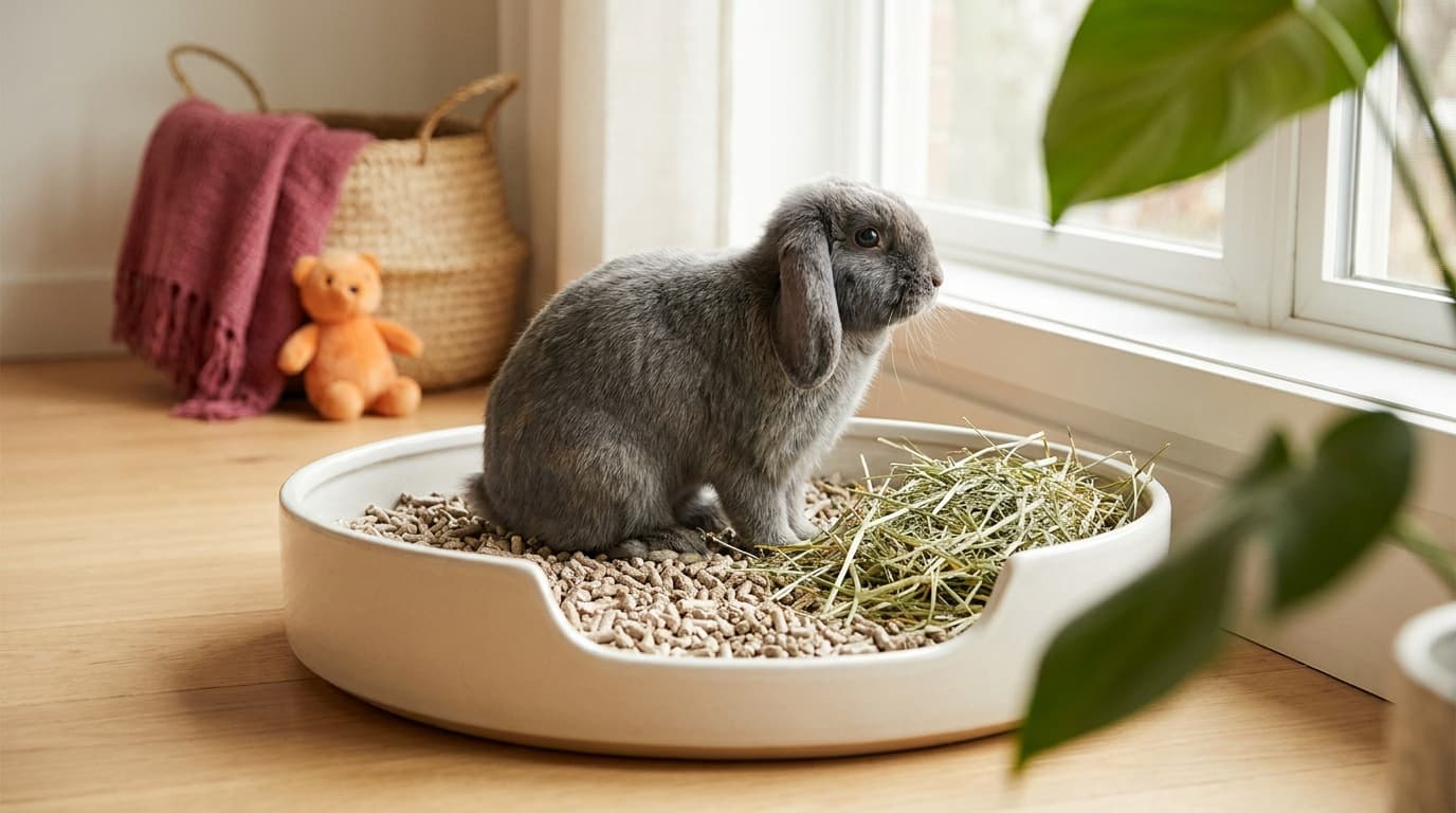 Rabbit litter training starts with the chosen corner