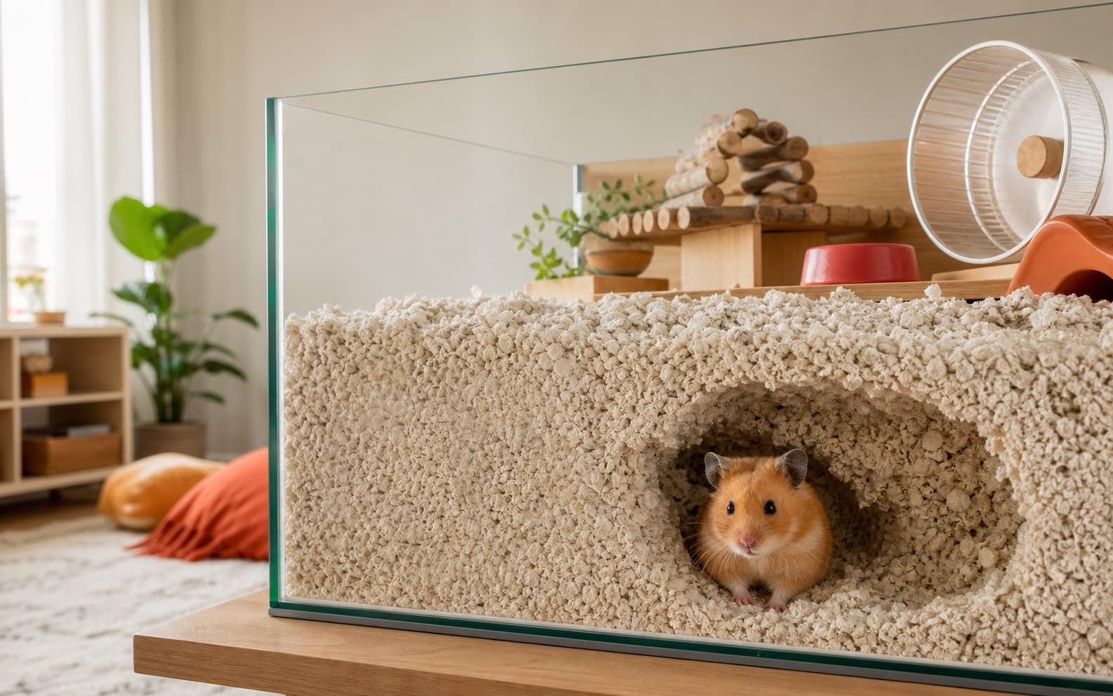 Hamster bedding and burrowing: build a base that holds