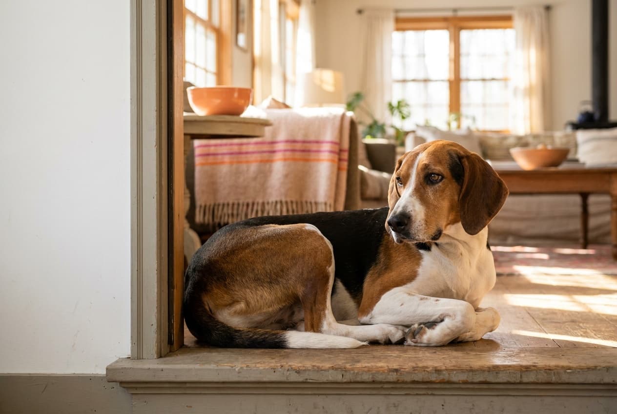 A American Foxhound relaxing at home