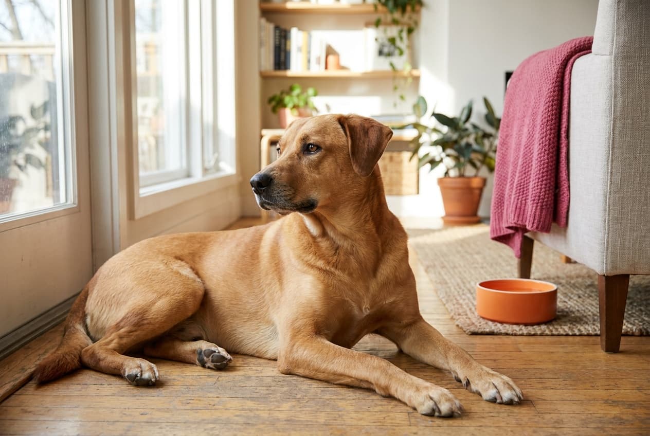 A Chinook relaxing at home