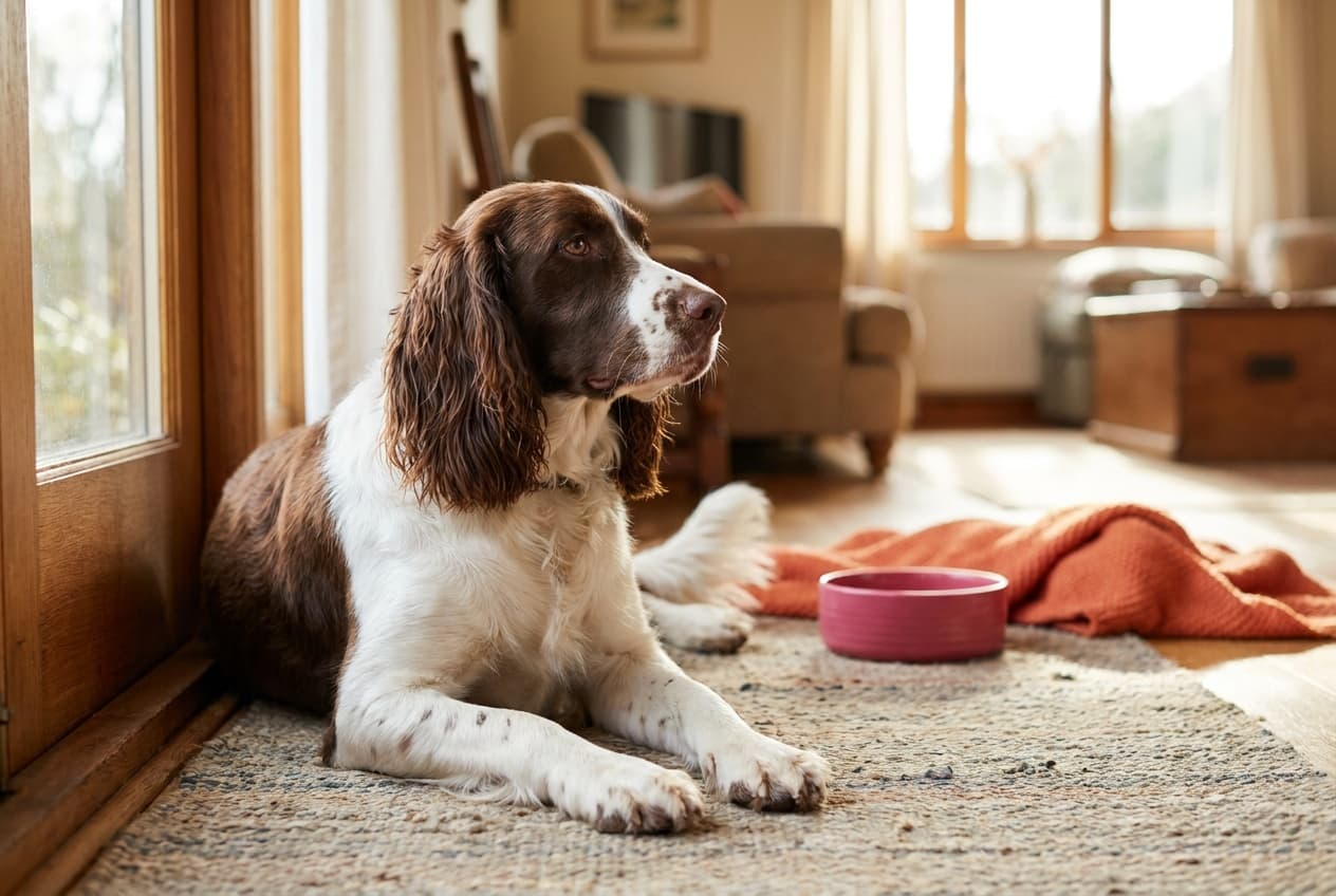 A English Springer Spaniel relaxing at home