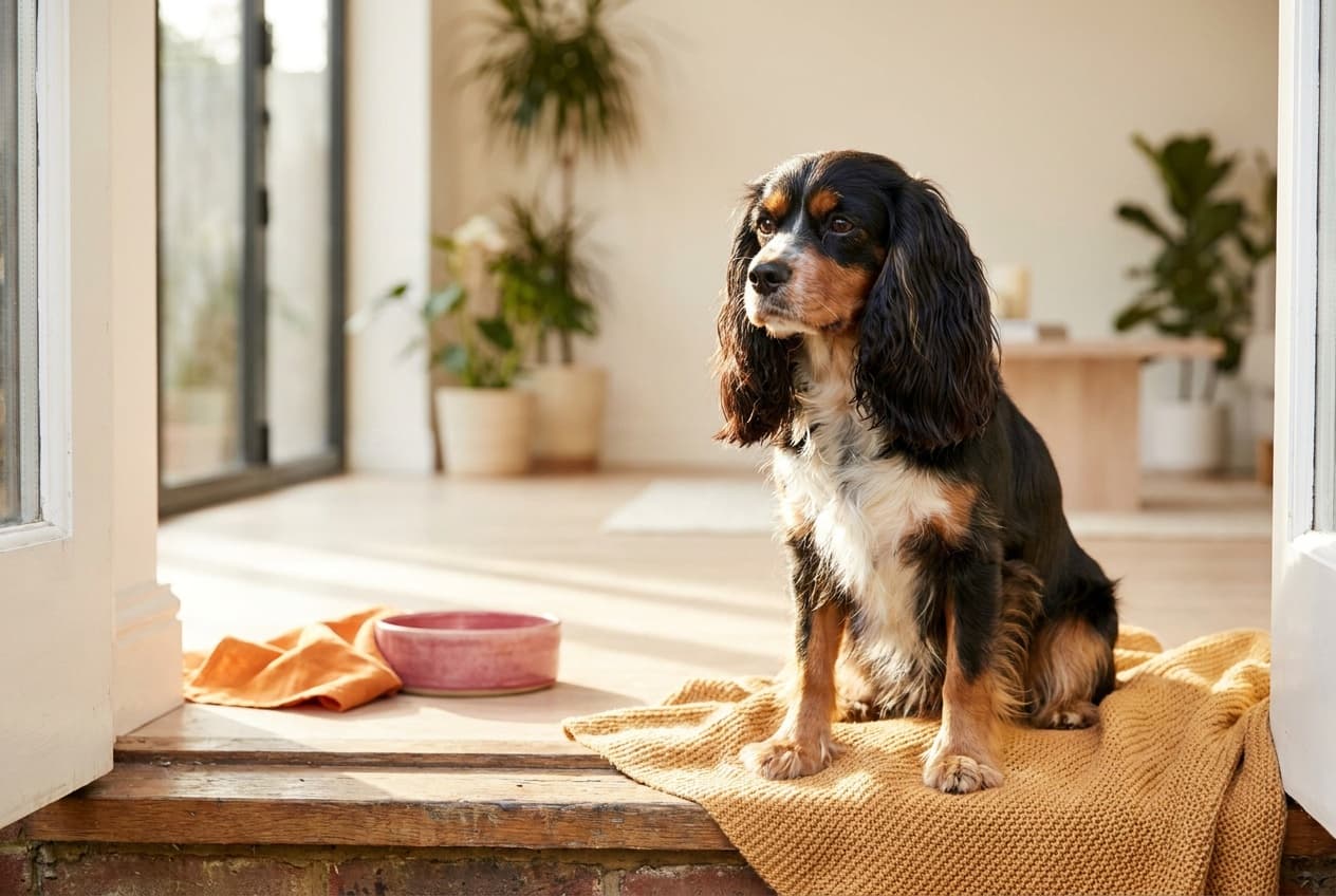 A English Toy Spaniel relaxing at home