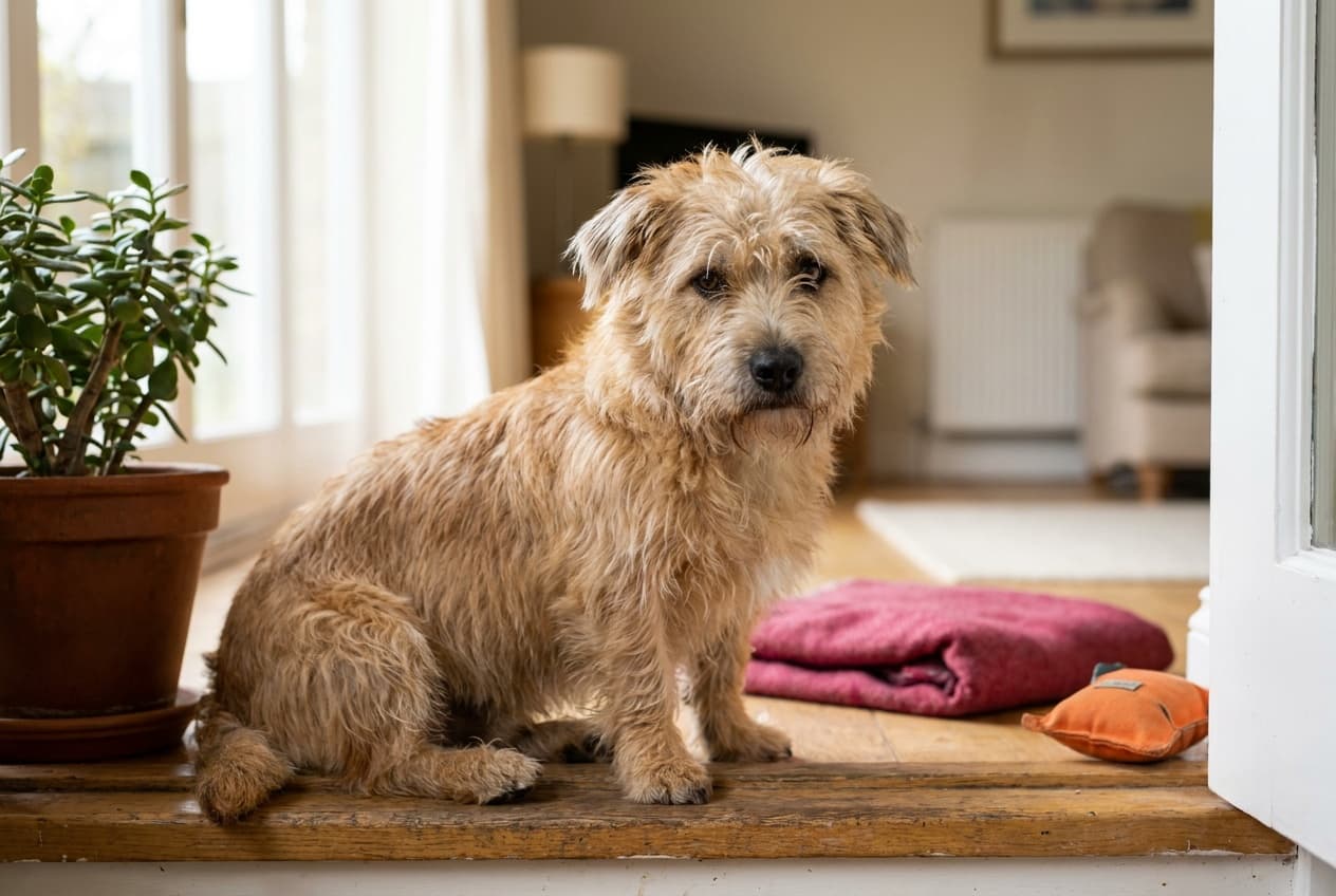 A Glen of Imaal Terrier relaxing at home