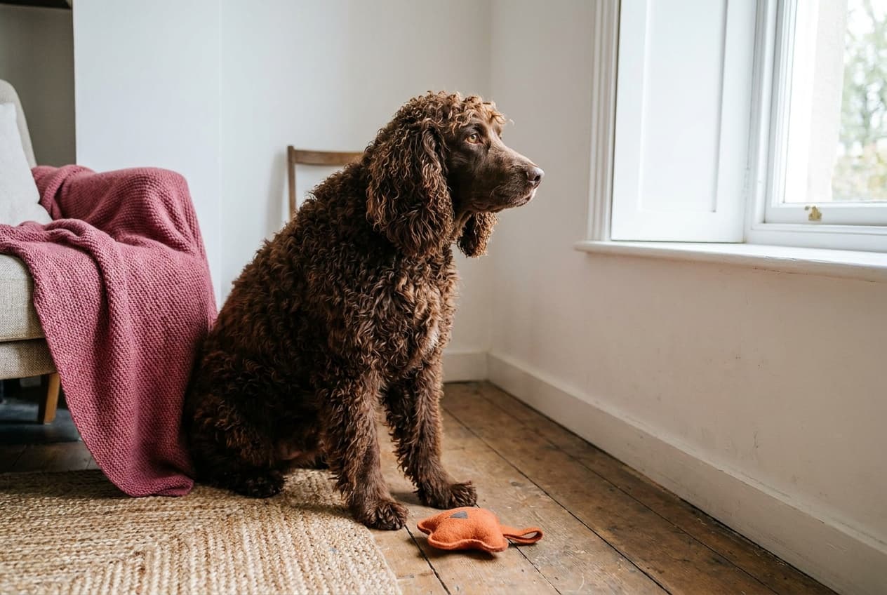 A Irish Water Spaniel relaxing at home