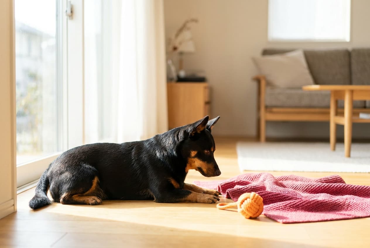 A Lancashire Heeler relaxing at home