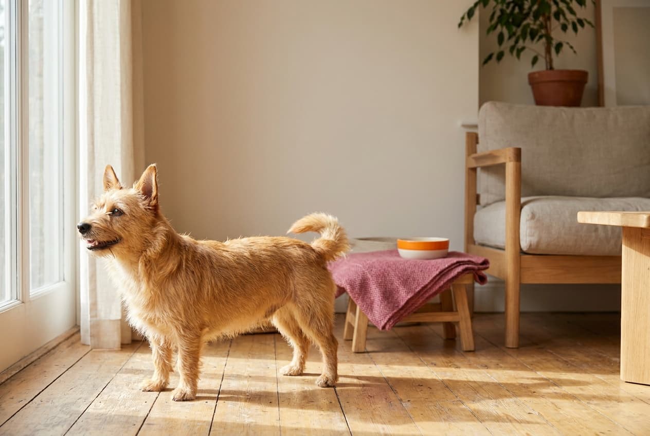 A Portuguese Podengo Pequeno relaxing at home