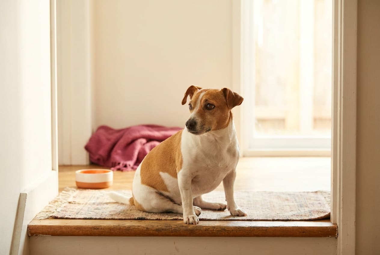 A Rat Terrier relaxing at home