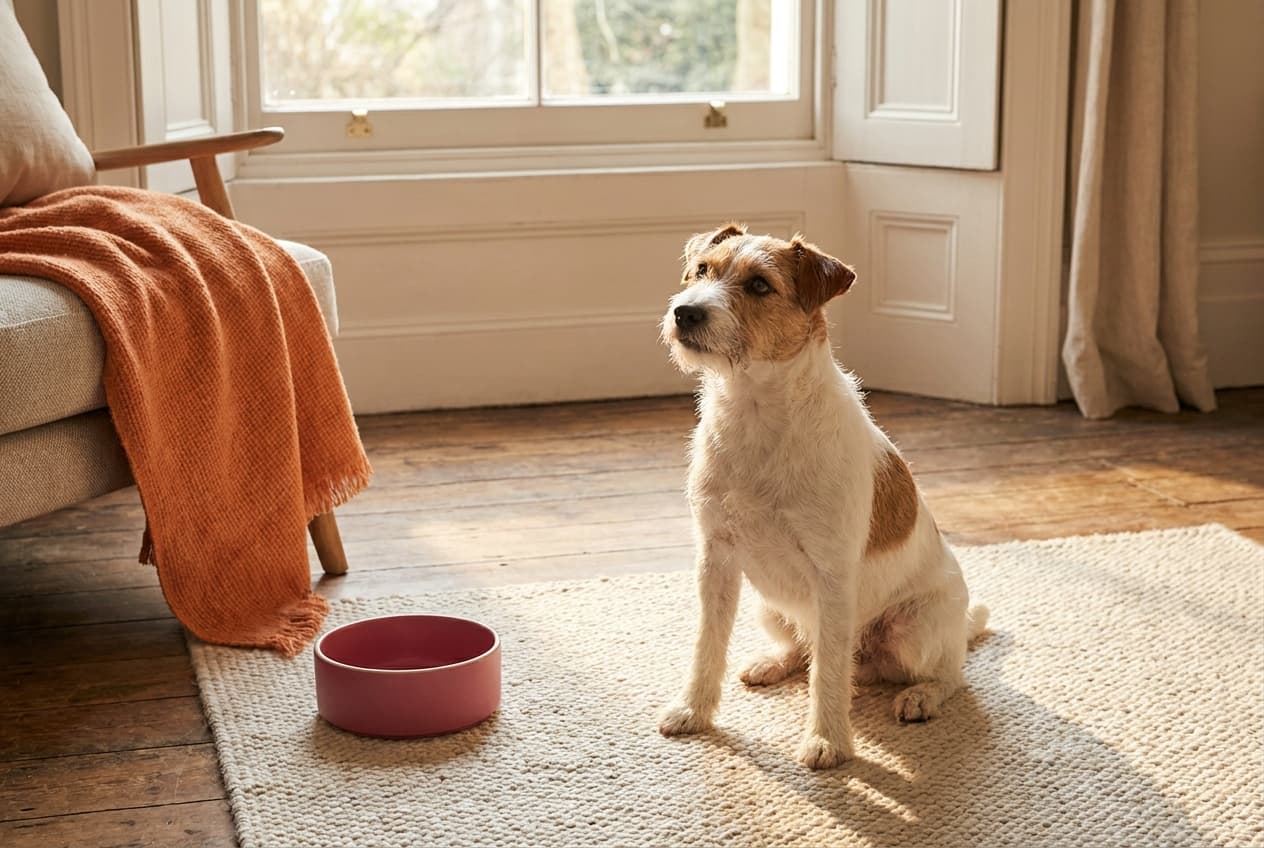 A Russell Terrier relaxing at home