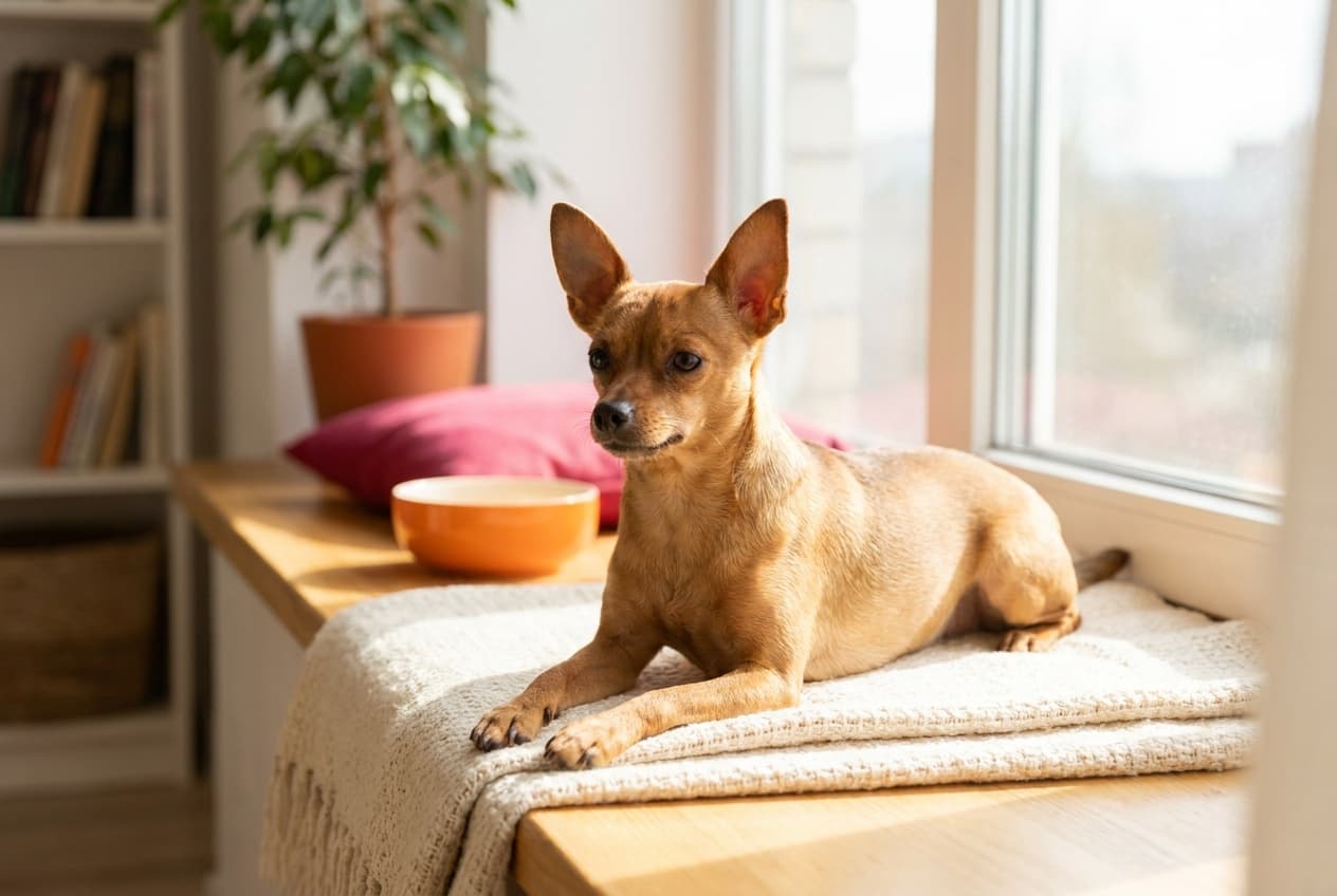 A Russian Toy relaxing at home