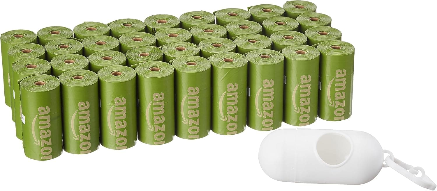 Amazon Basics Premium Leak Proof Dog Poop Bags with Dispenser and Leash Clip, 540 Count (36 Rolls)