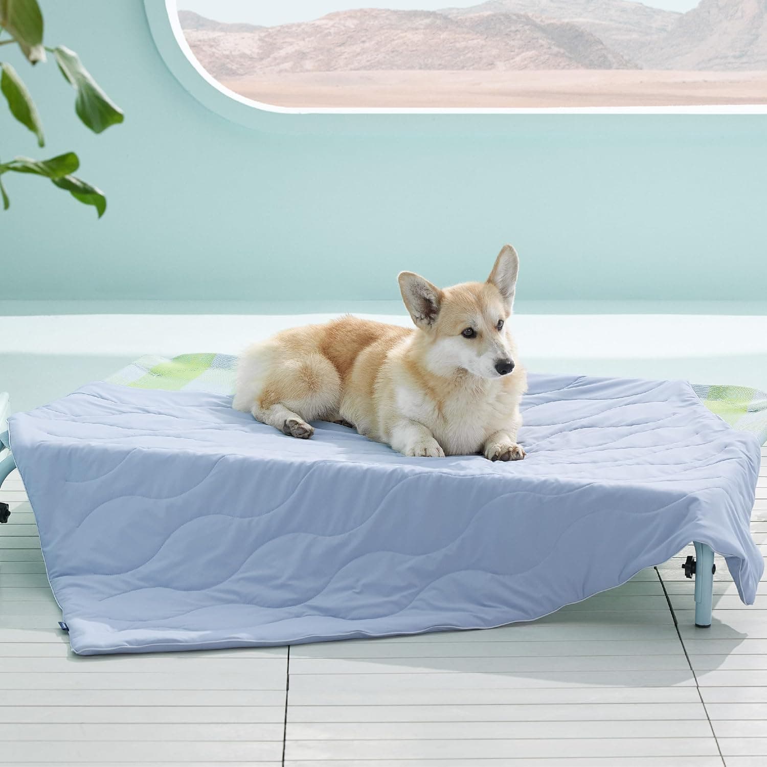 Bedsure Premium Cooling Blanket for Large Dog, Q-MAX over 0.5, Breathable Washable Cold Pet Mat, Soft Self Cooling Dog Mat, Powder Blue, 40x50