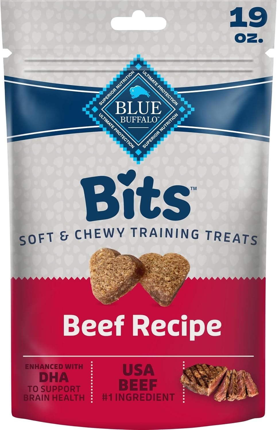 Blue Buffalo Bits Beef Soft & Chewy Dog Treats, Bite-Sized for Training, Made with Real Beef, 19 oz