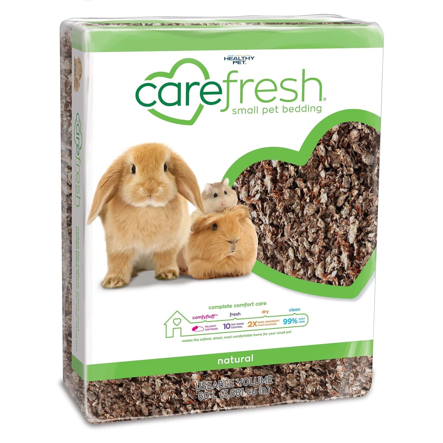 Front of the carefresh Natural Paper Small Pet Bedding 60 liter package