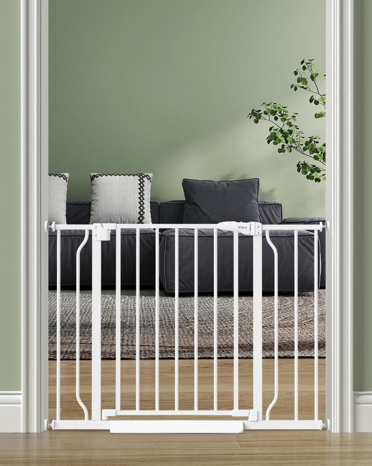 cideny Baby Gate No Drilling, 29-40" Auto Close Dog Gate for Doorways & Stairs, Pressure Mounted Adjustable Pet Gate, White