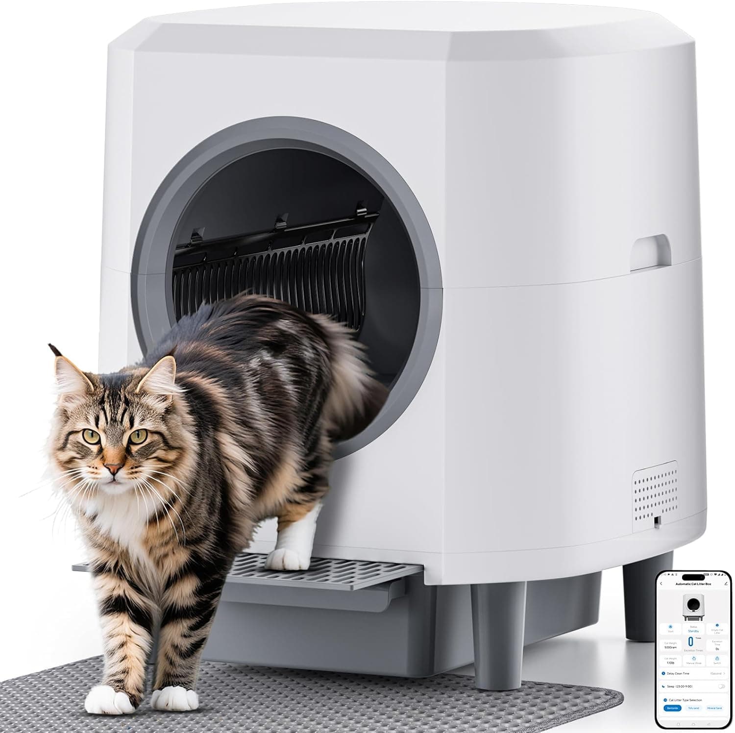 Ellenpent Automatic Self Cleaning Litter Box, 90L Large Capacity with App Control and Safety Sensor