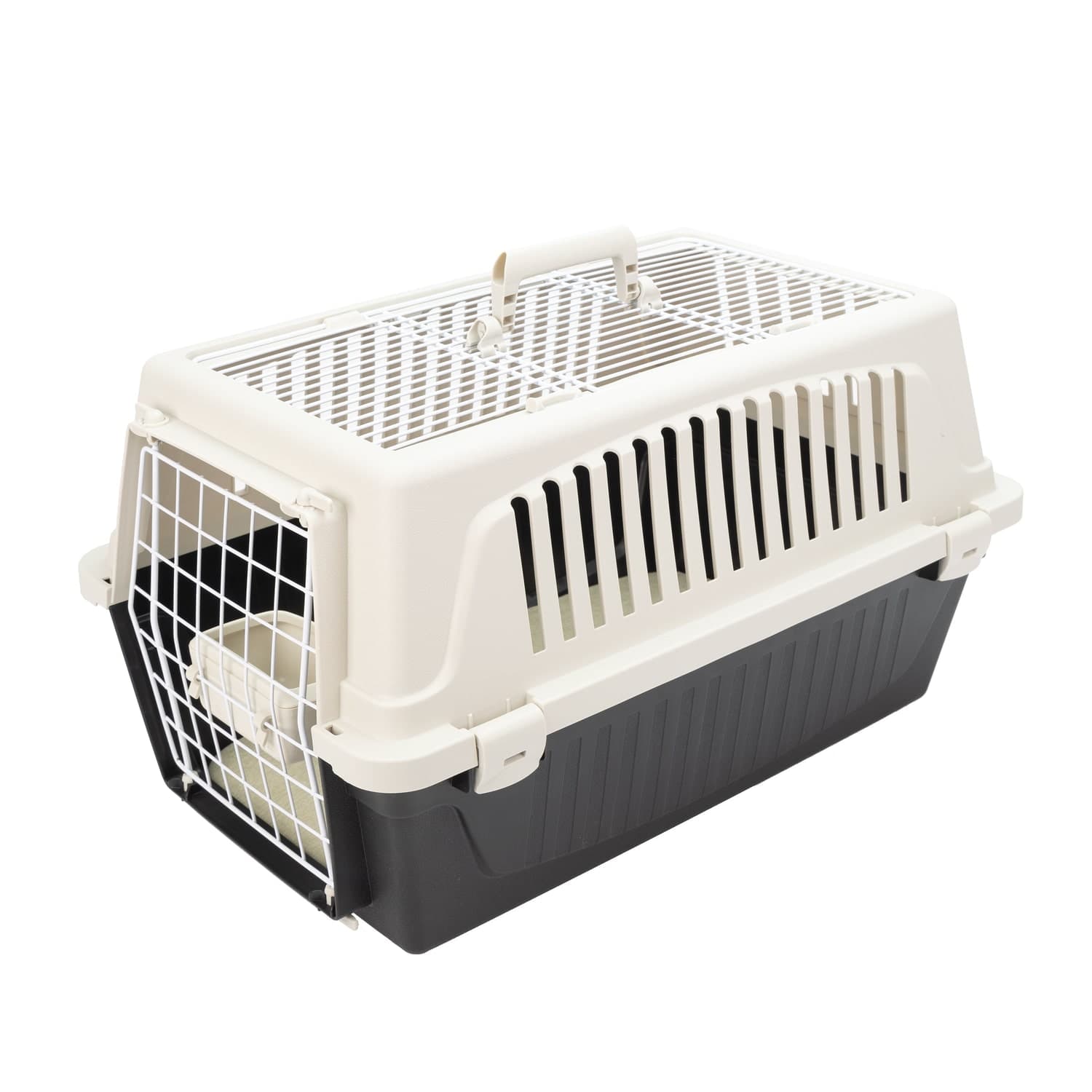 Black Ferplast Atlas 20 Open rigid pet carrier with front wire door and top grid