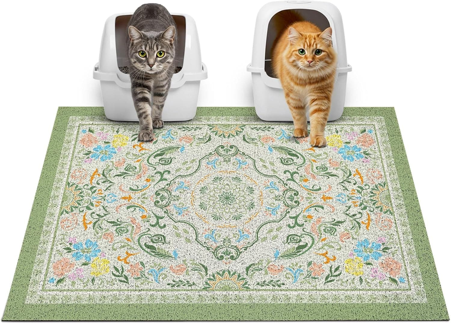Glittme Cat Litter Mat with Non-Slip Bottom, 33 x 22 Trapping Mat, Washable