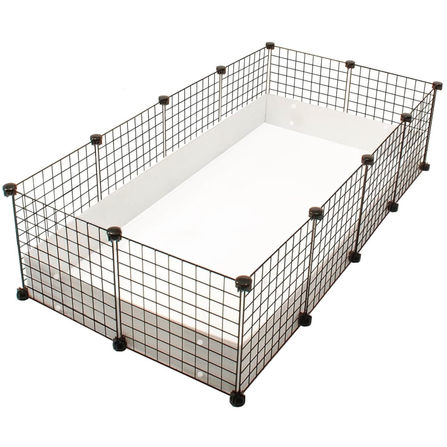 White Large 2x4 C&C guinea pig cage with black perimeter grids