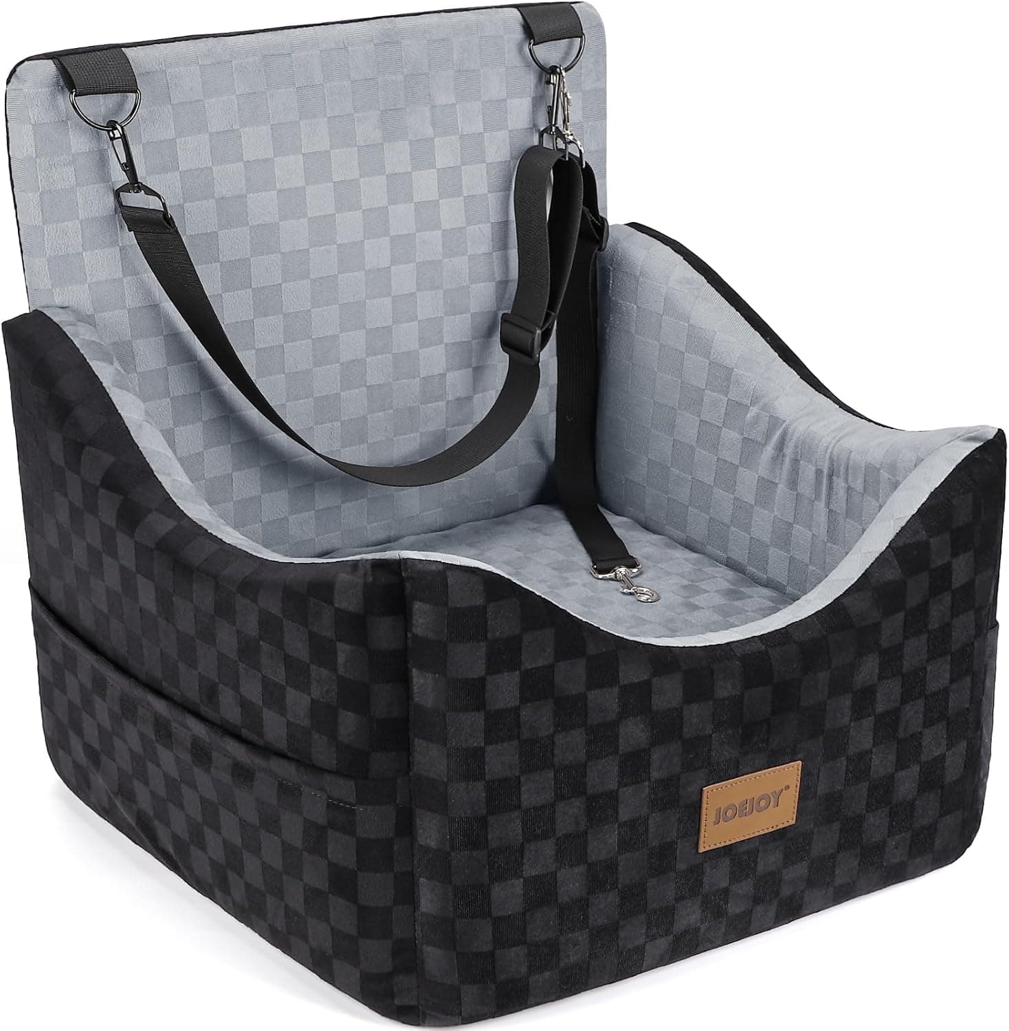 JOEJOY Elevated Dog Car Seat for Small to Medium Dogs up to 35 lbs, Memory Foam Booster with Safety Belts