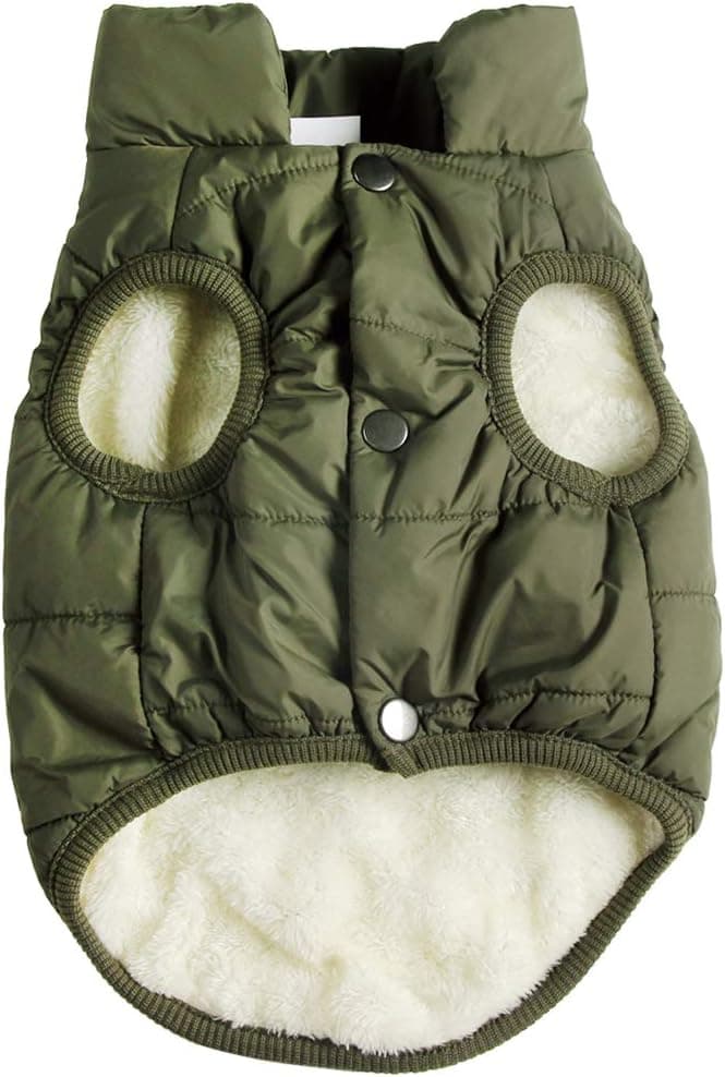 JoyDaog 2-Layer Fleece Lined Warm Dog Jacket for Winter, Soft Windproof Small Dog Coat