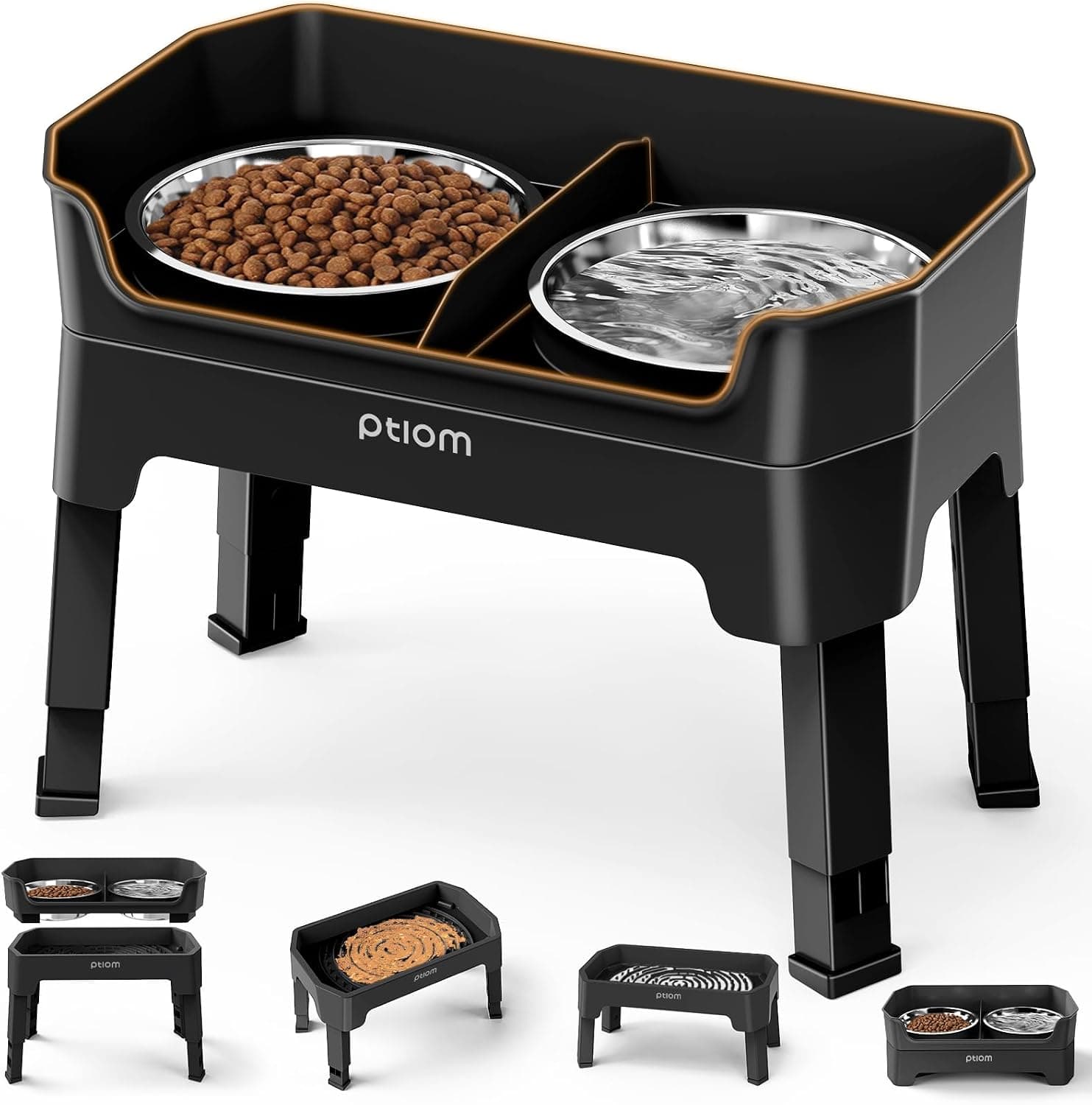 KPWACD 3-in-1 Elevated Slow Feeder Dog Bowl
