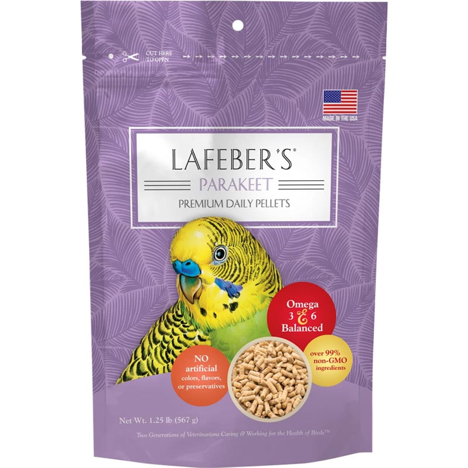 Front of the Lafeber Premium Daily Diet Parakeet Pellets 1.25 pound package