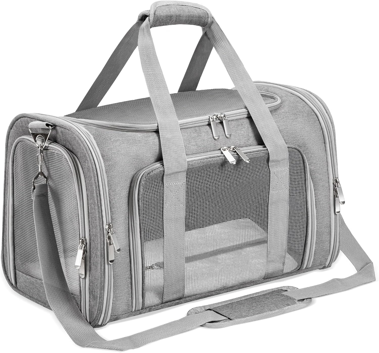 LEHNI Soft-Sided Collapsible Pet Carrier with Shoulder Strap and Removable Mat, up to 16 lbs, Airline Friendly