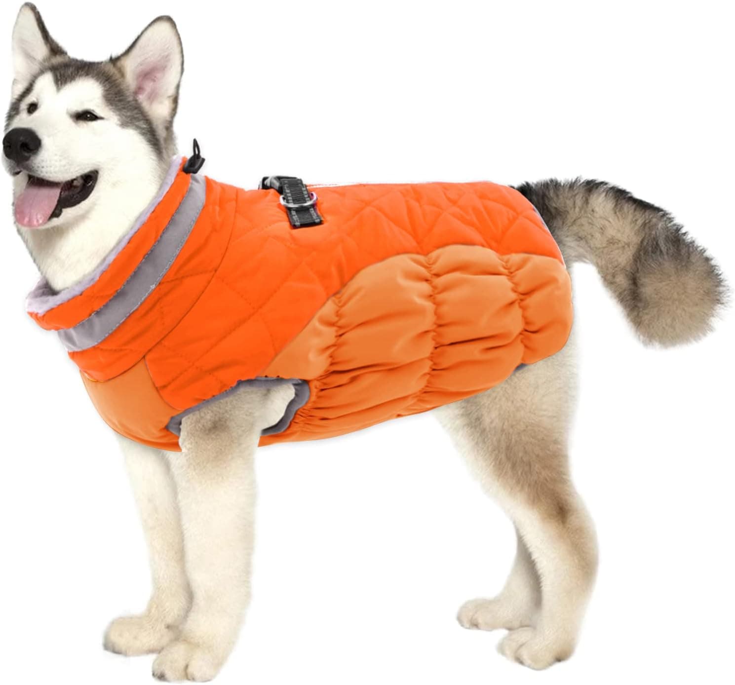 LeLePet Warm Winter Dog Coat with Built-in Harness, Waterproof Reflective Fleece Vest for Large Dogs