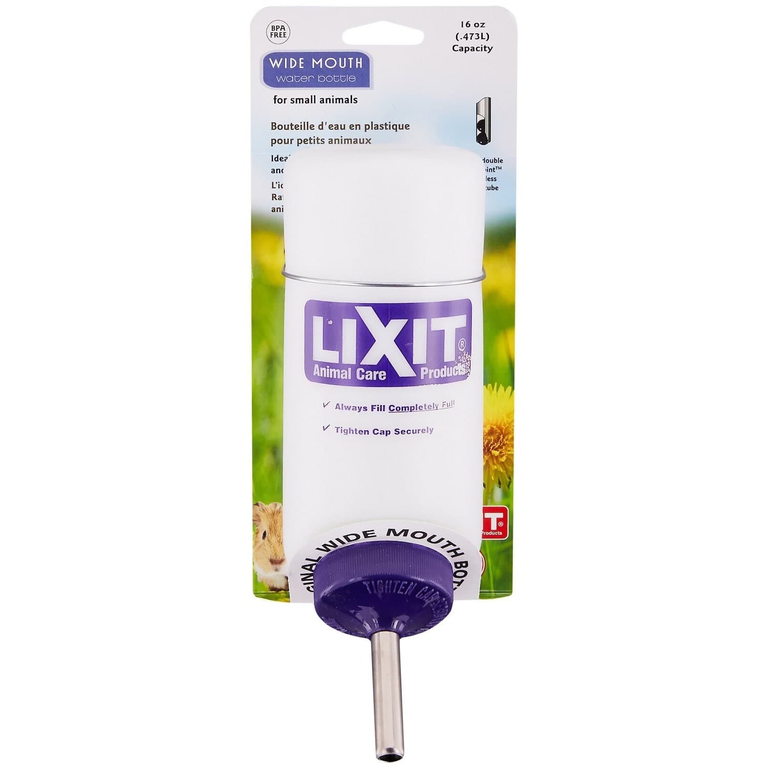 Lixit sixteen-ounce wide-mouth small-animal water bottle