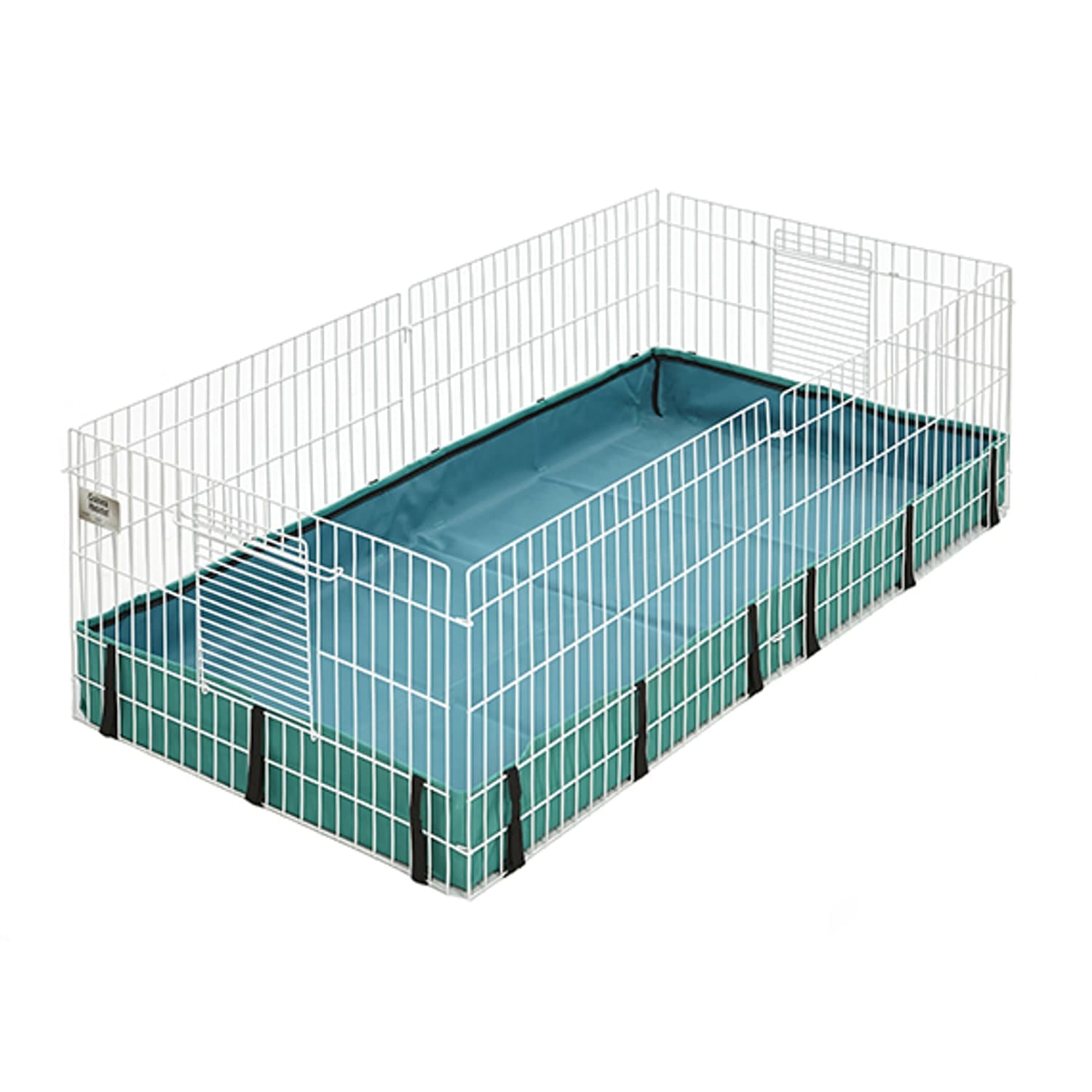 MidWest Guinea Habitat 171GH with white wire sides and teal canvas floor