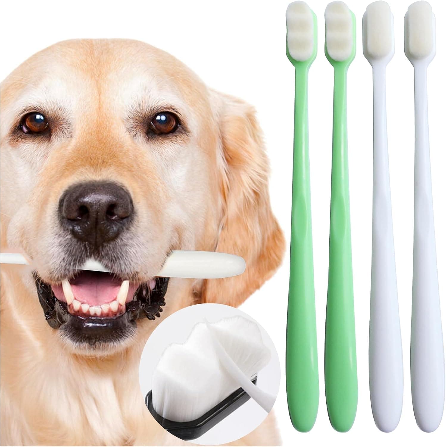 MoonyMars Dog Toothbrush Kit 4-Pack, Ultra Soft Toothbrushes for Medium to Large Dogs and Cats