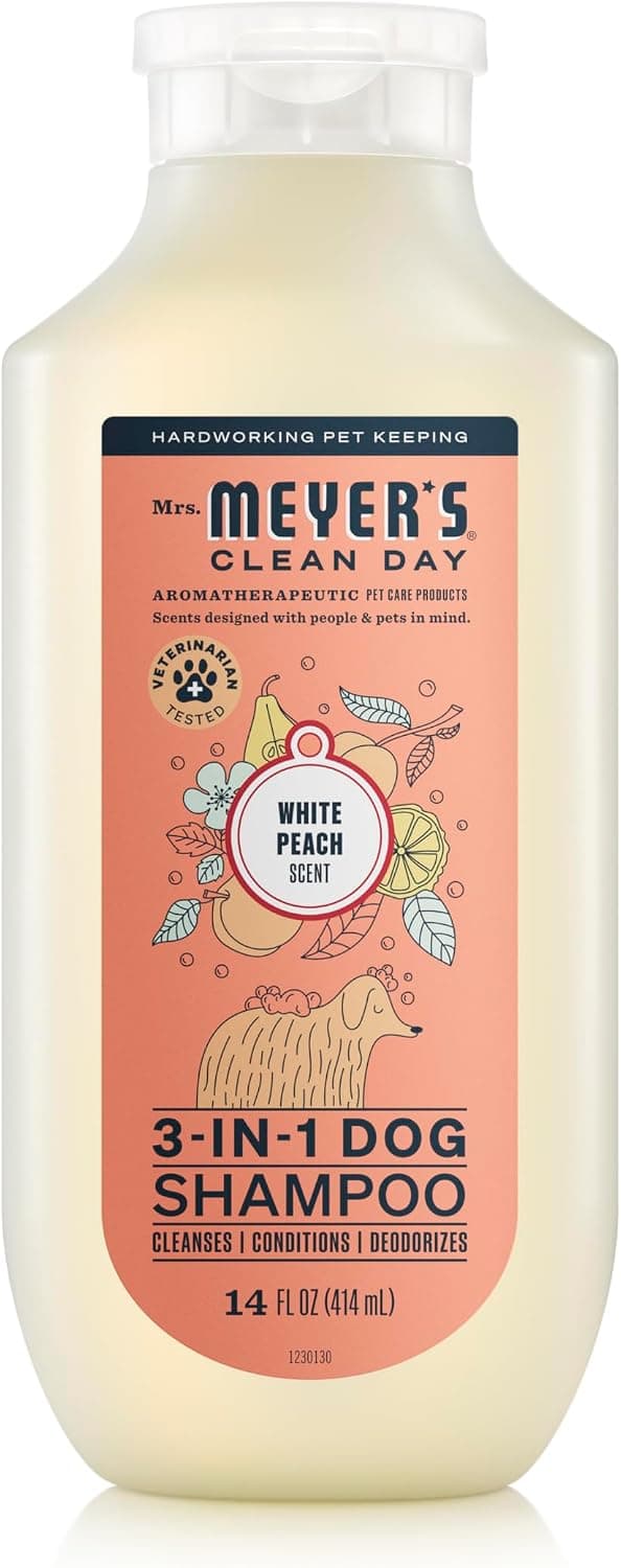 Mrs. Meyer's Clean Day 3-in-1 Dog Shampoo, White Peach Scent, 14 oz