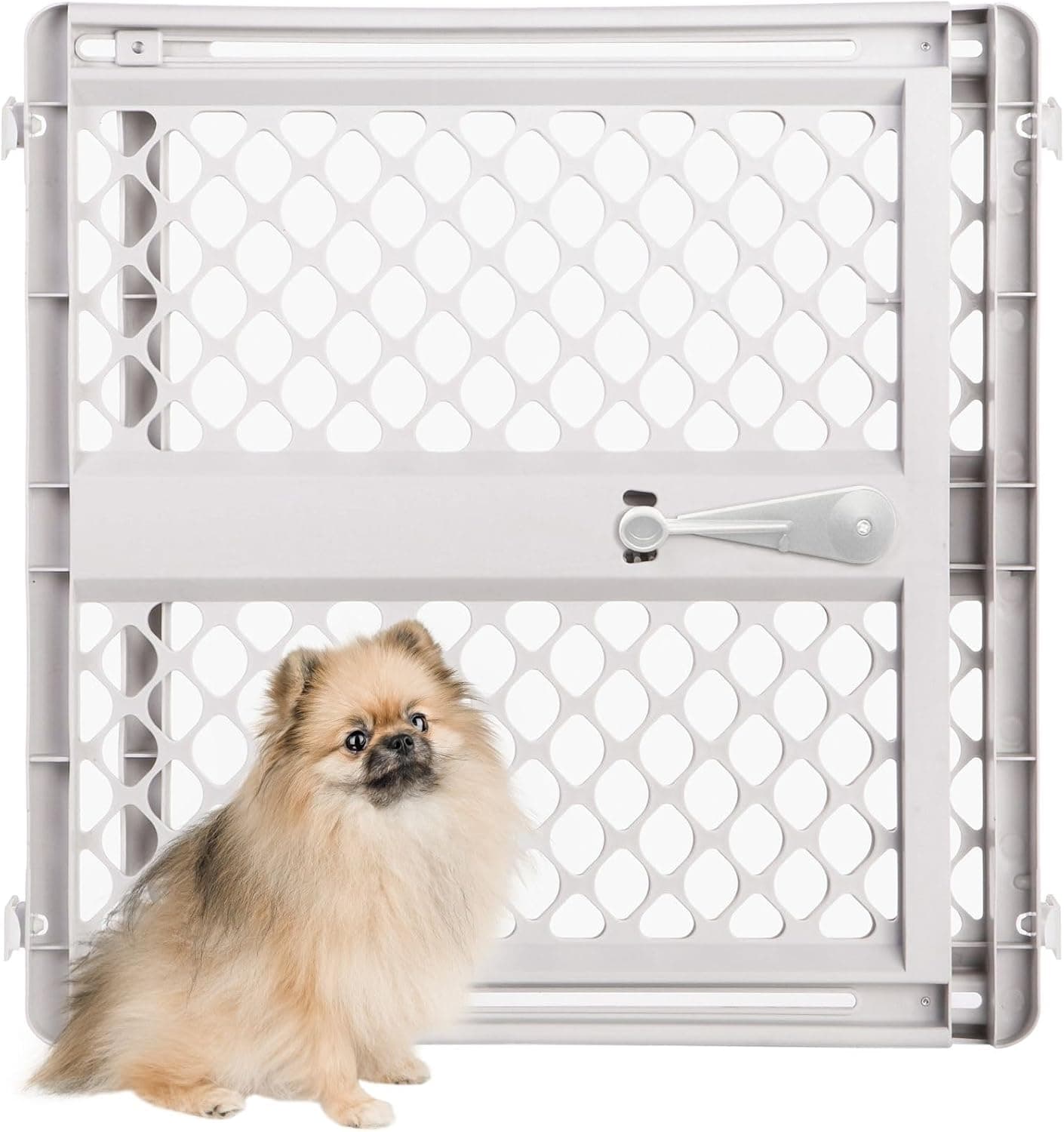 MYPET Universal Pet Gate: 26-42" Wide Dog Gate for Doorways with Pressure Fit or Swinging Door Hardware Mounting, 26" Tall, Gray