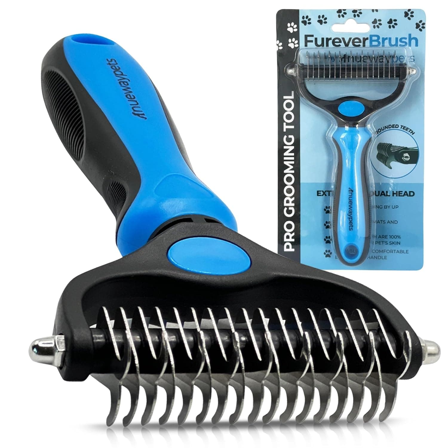 NuewayPets FureverBrush Undercoat Grooming Tool for Dogs, Deshedding and Dematting Tool