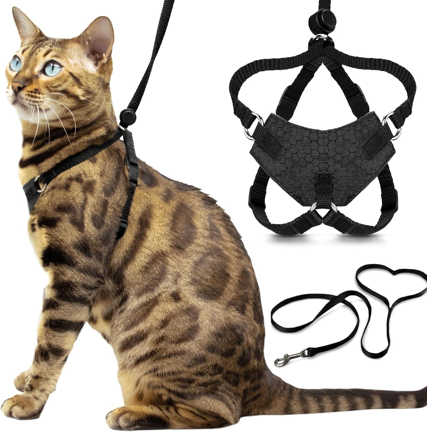 OutdoorBengal Houdini Escape Proof Cat Harness and Leash Set for Walking, Medium