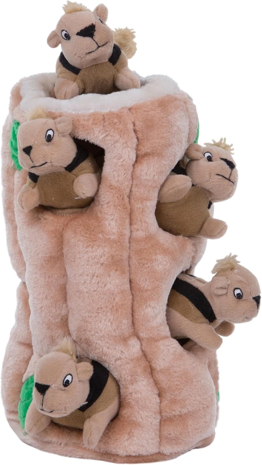 Outward Hound Hide-A-Squirrel Dog Toy, Interactive 2-in-1 Plush Puzzle with 6 Squeaky Squirrels, X-Large