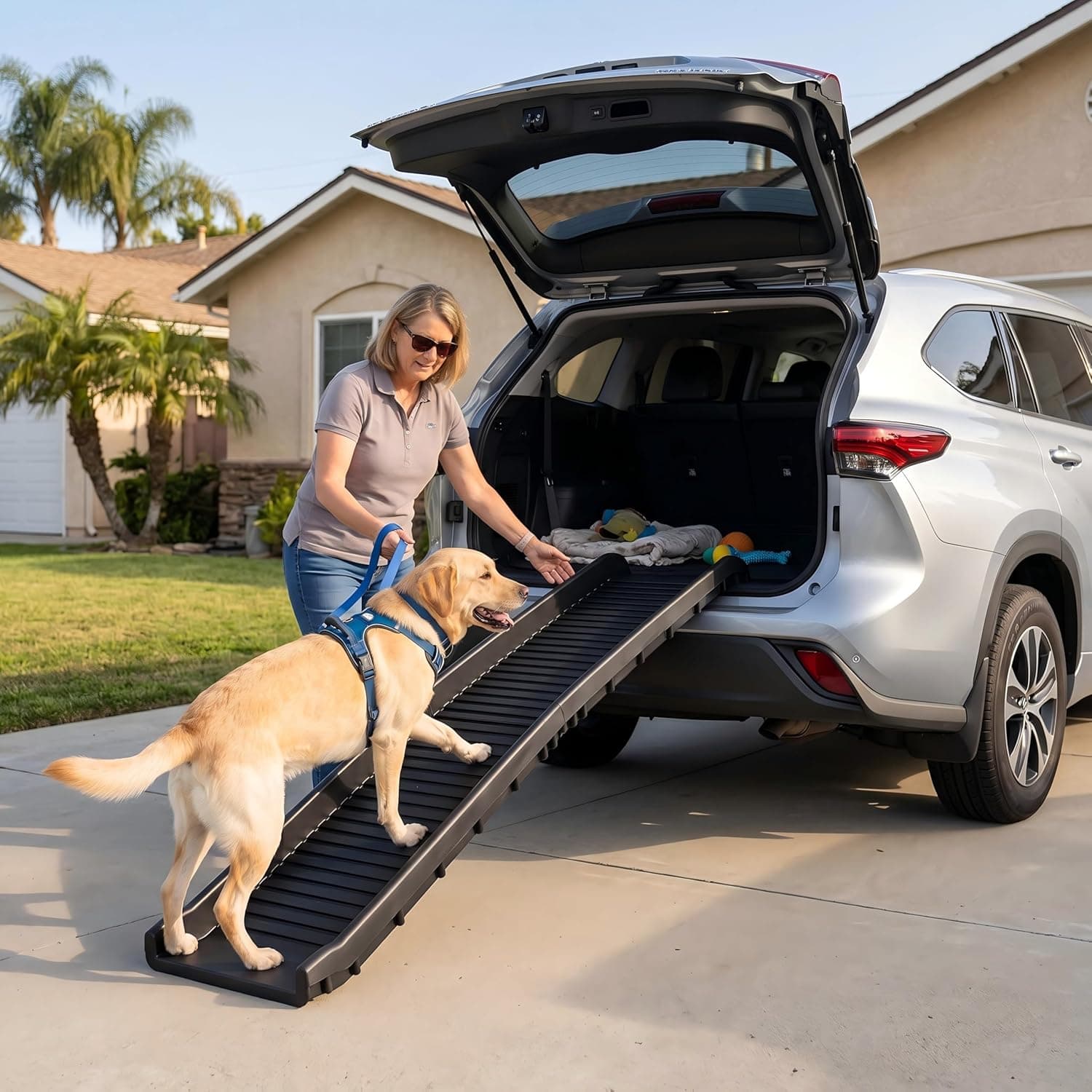 PawStep 61" Folding Pet Ramp, Portable Dog Ramp for Cars, SUVs, Beds & Couches, Lightweight, Textured Surface, 165 lb Capacity