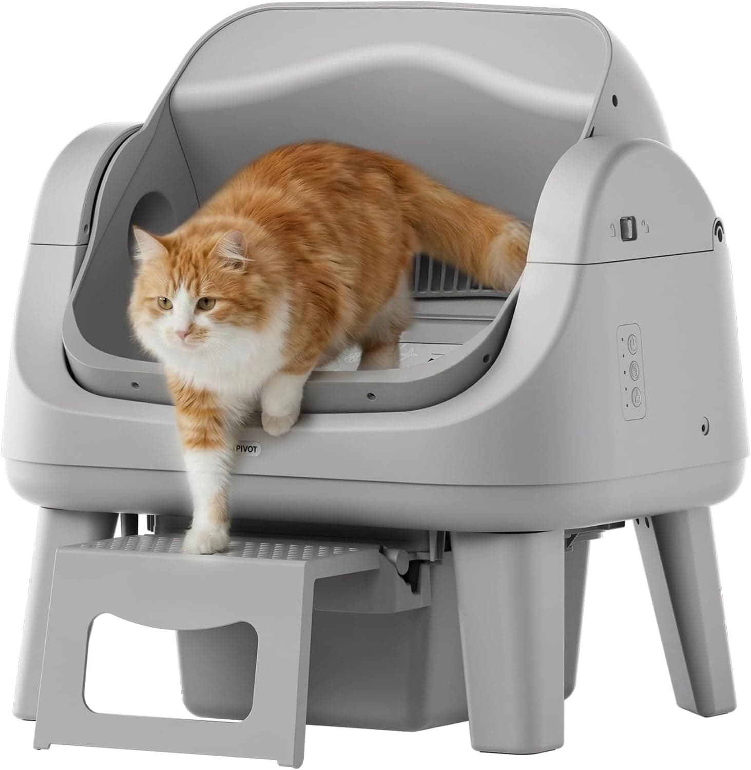PetPivot Open Top Self Cleaning Cat Litter Box, Automatic with 7 Pairs of Safety Sensors and Easy Access Step