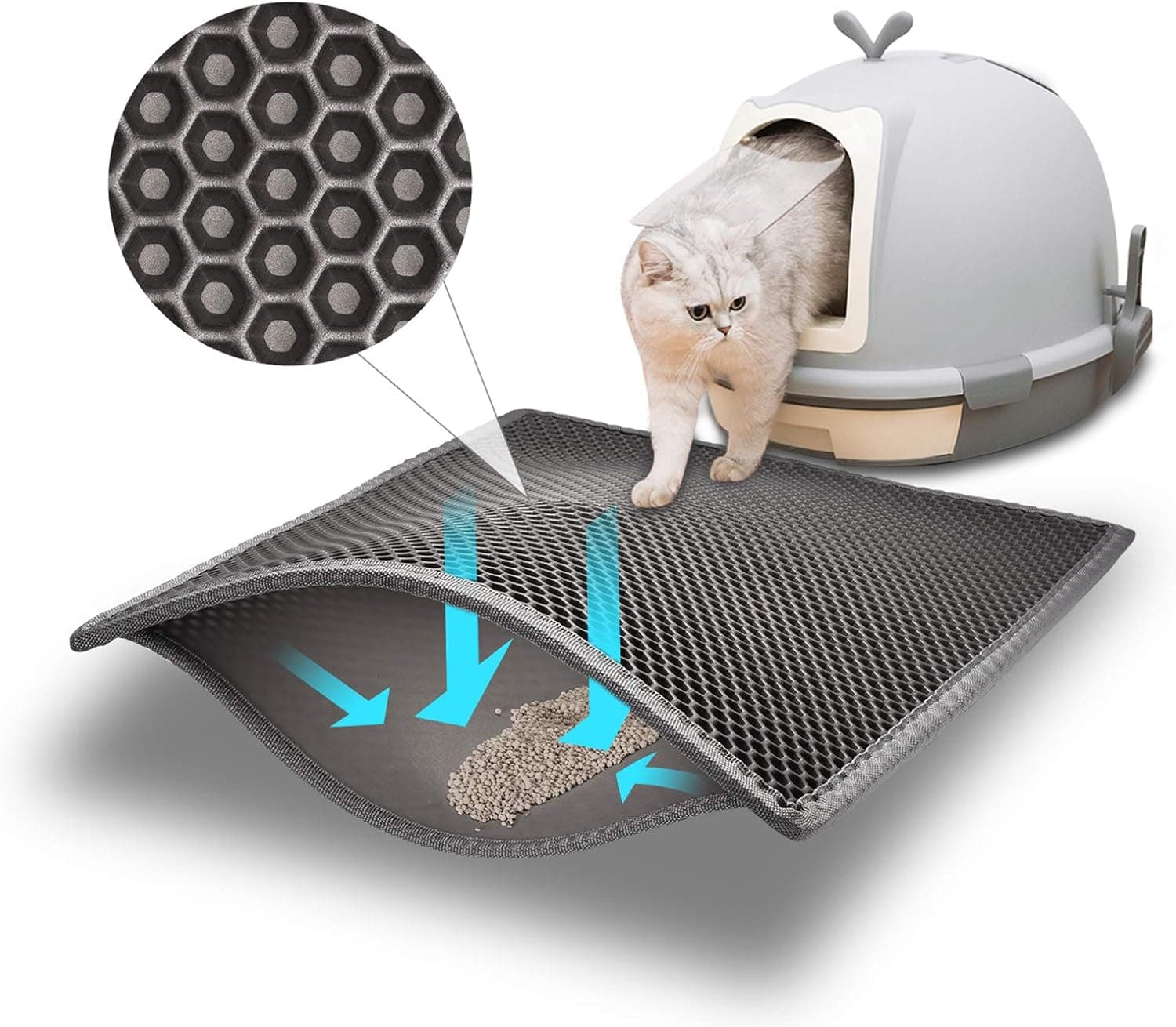 Pieviev Cat Litter Mat, Double Layer Waterproof Urine Proof Trapping Mat, 24 x 15
