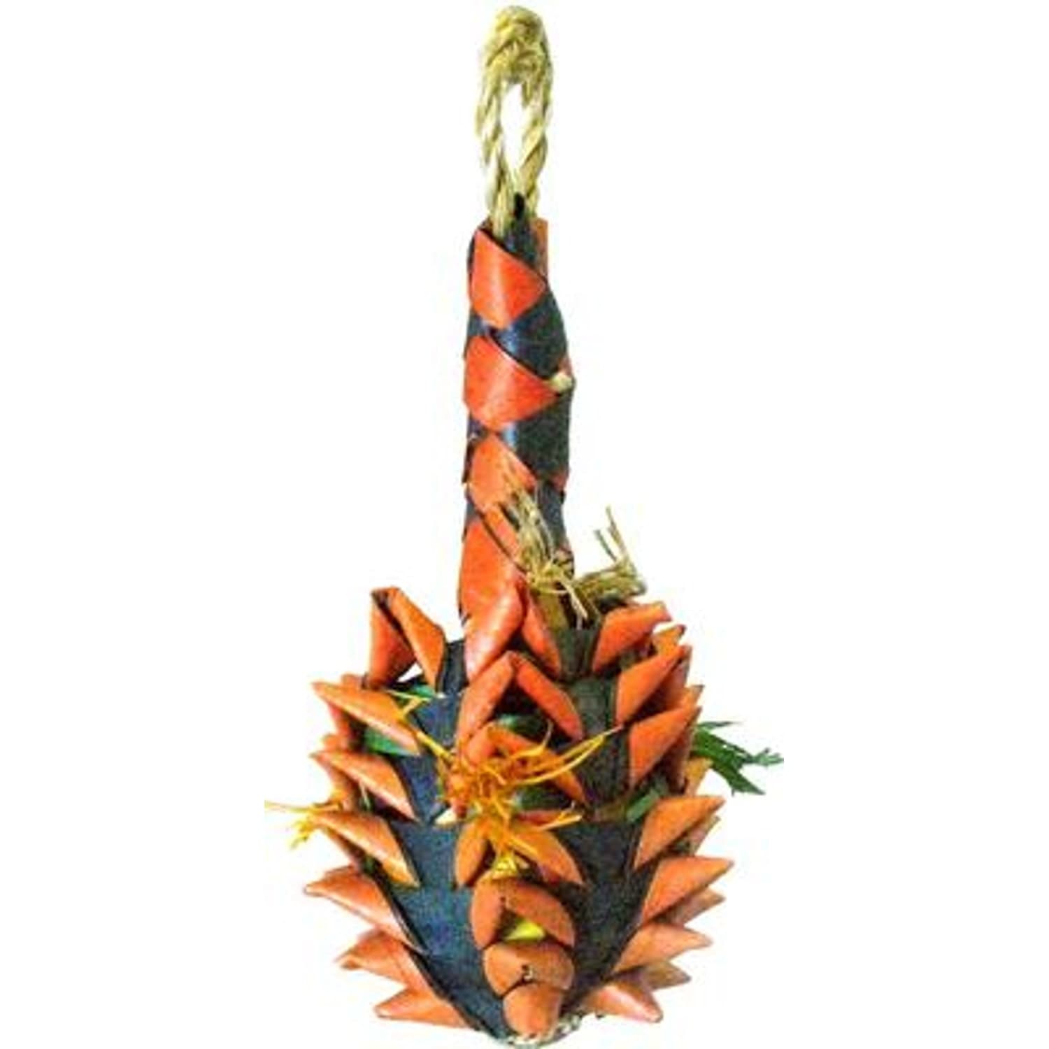 Small Planet Pleasures Pineapple toy in orange and dark blue woven palm