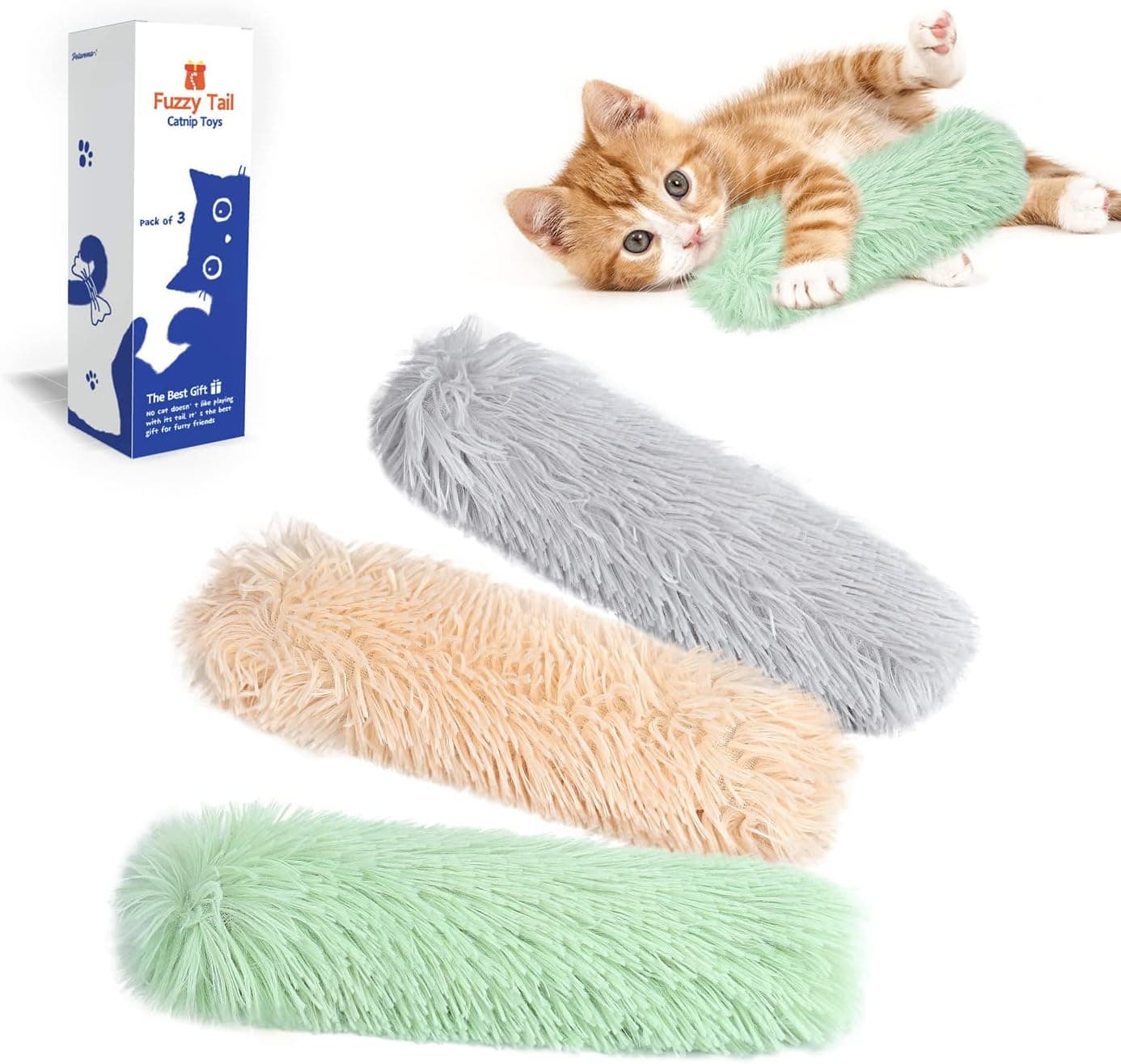 Potaroma Cat Toys Pillows, 3 Pack, Soft and Durable Crinkle Sound with Catnip Inside, Interactive Indoor Kitten Kicker