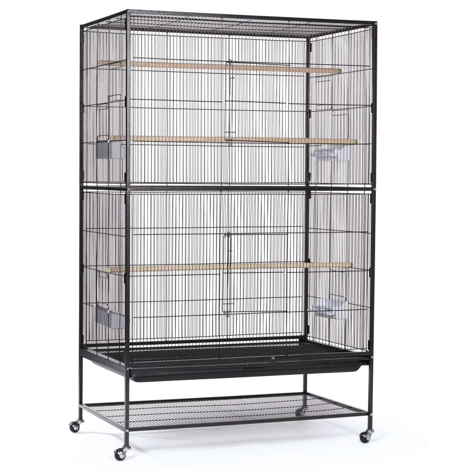 Prevue F050 black flight cage on its rolling stand