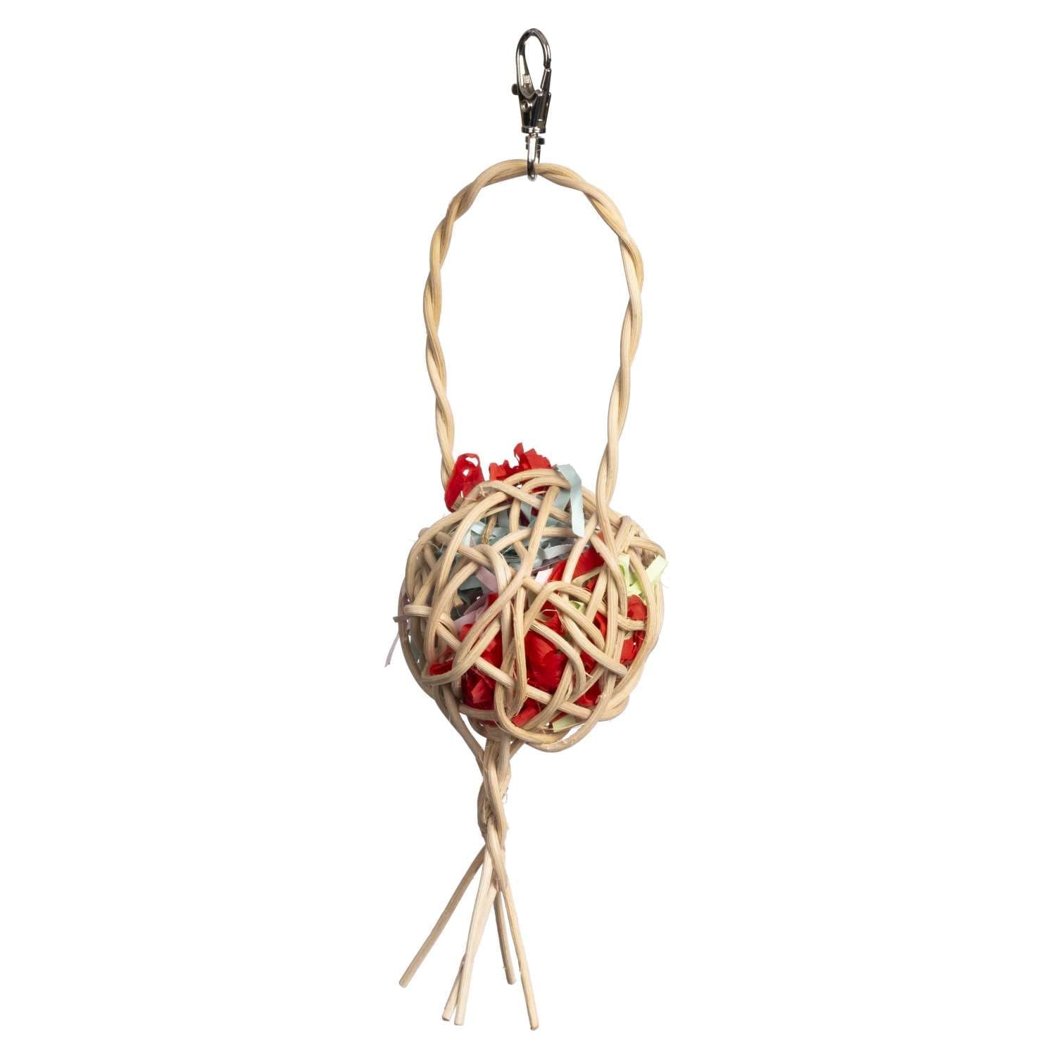 Prevue Treat Basket with an open rattan sphere filled with red paper