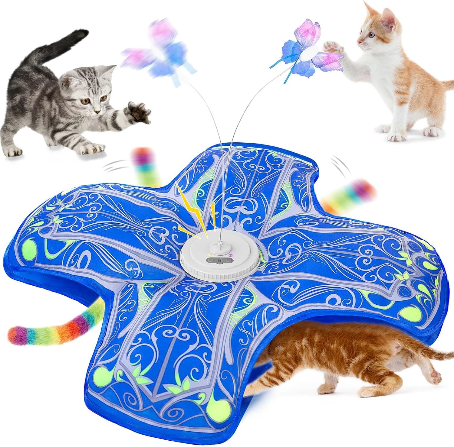 Qraxond Interactive Cat Toy, Rechargeable Touch Activated Hide and Seek Toy with Fluttering Motion