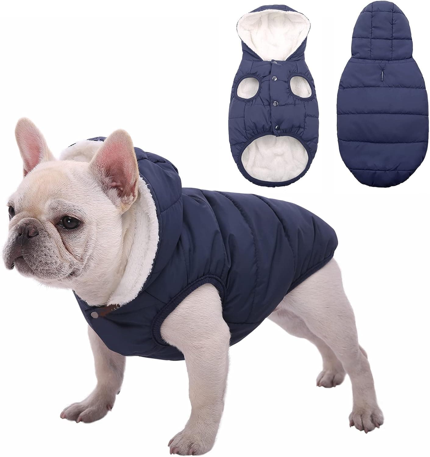 SAWMONG Waterproof Dog Winter Coat, Warm Fleece Lined Jacket with Hood, Windproof Puppy Coat