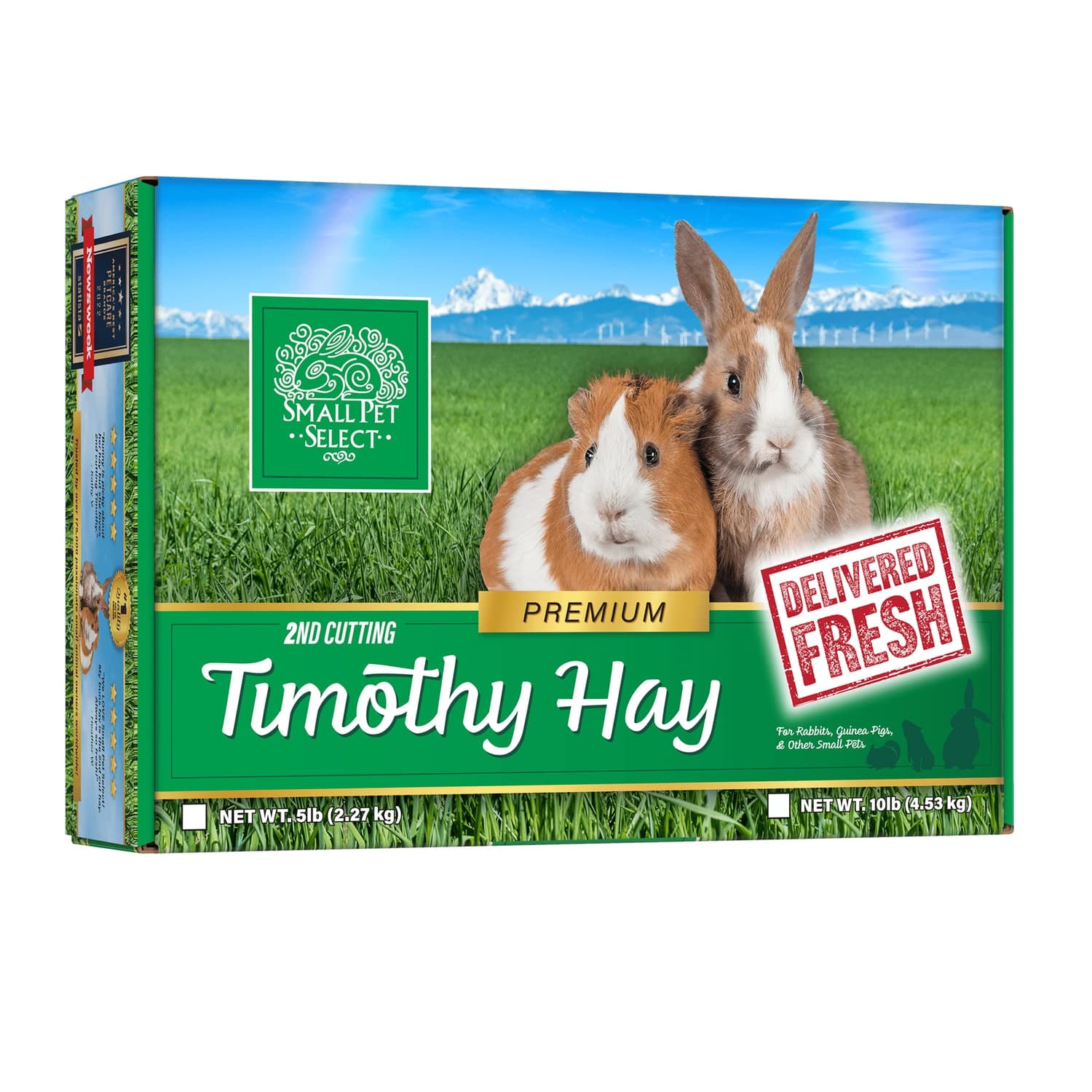 Small Pet Select second-cutting Timothy hay in its branded cardboard box