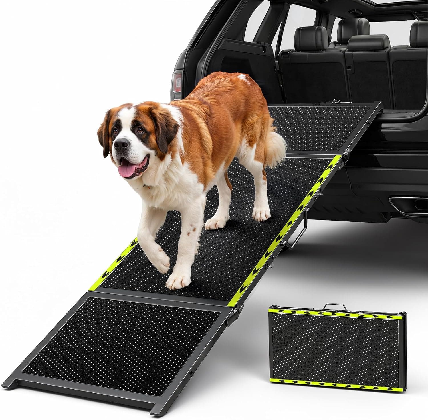 VavoPaw 74" L x 20" W Extra Long Dog Ramp for Car, Wider Portable Pet Ramp for Large Dogs, Foldable for Truck, SUV, RV & Bed, Non-Slip, Up to 250 lbs