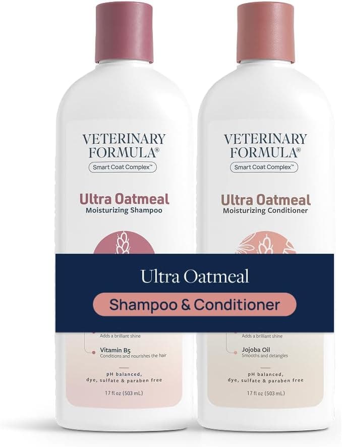 Veterinary Formula Moisturizing Ultra Oatmeal Shampoo & Conditioner Bundle for Dogs & Cats, 2 x 17 fl oz
