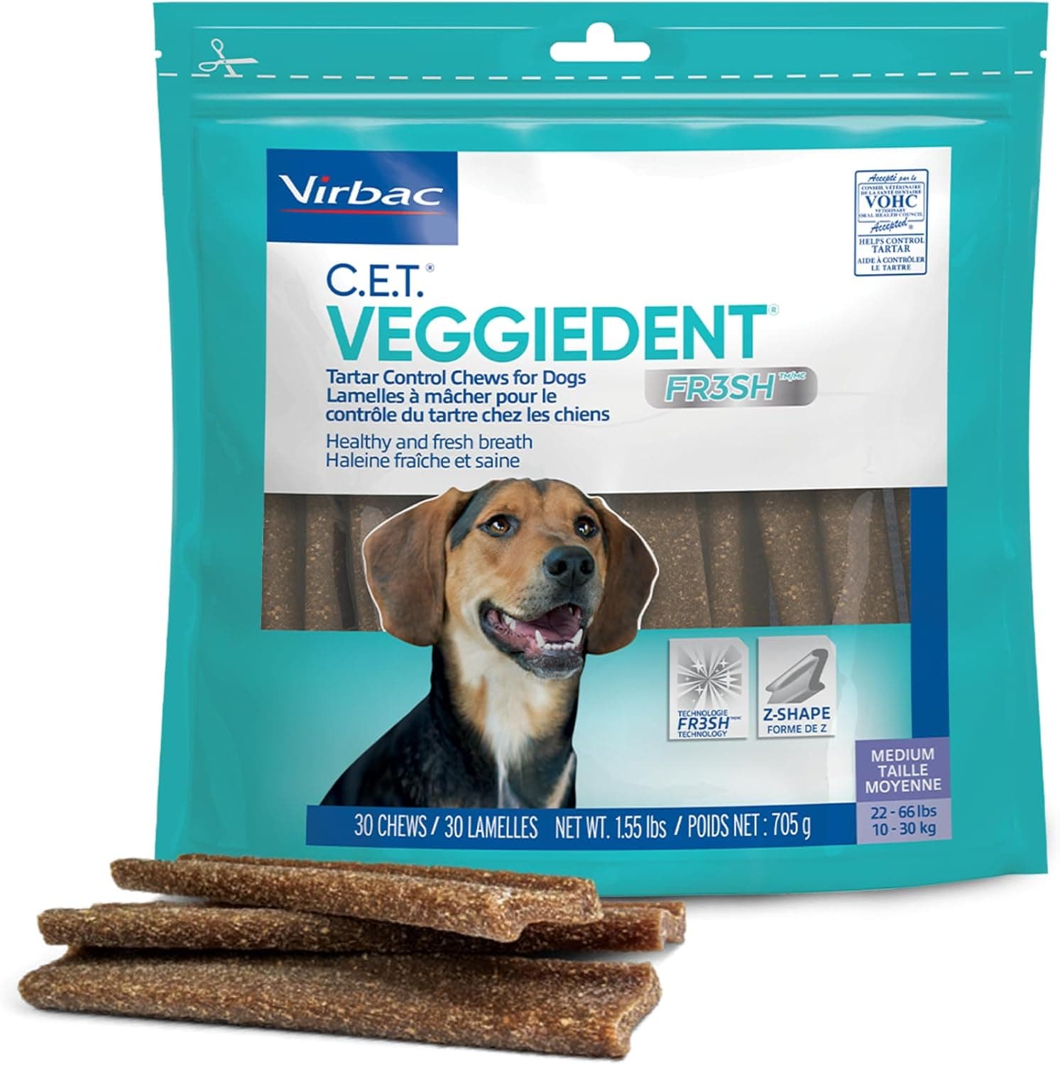 Virbac C.E.T. VeggieDent FR3SH Tartar Control Chews